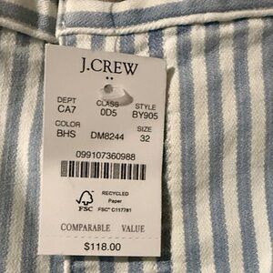 J. Crew Light Blue and White Striped Trousers